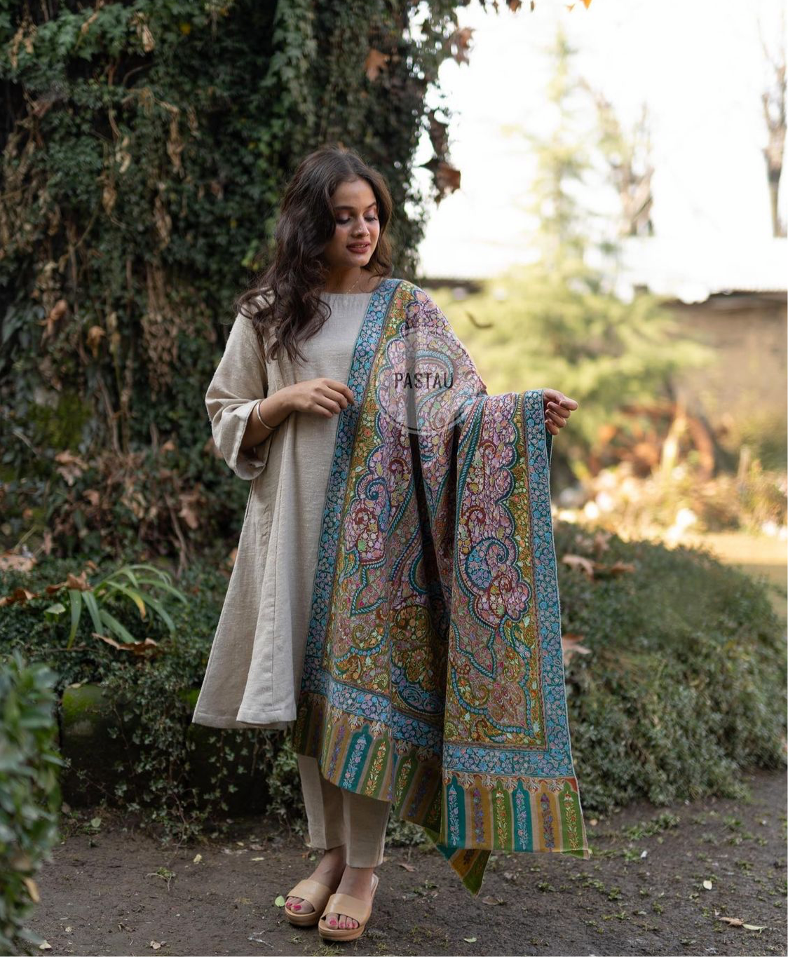 Pure pashmina blend 2pc Dress stitched