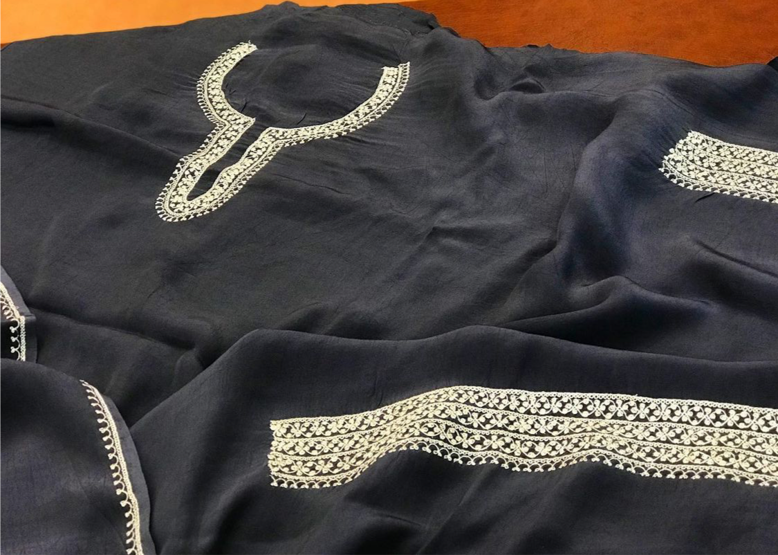 Hand Tilla crepe 3pc suit unstitched