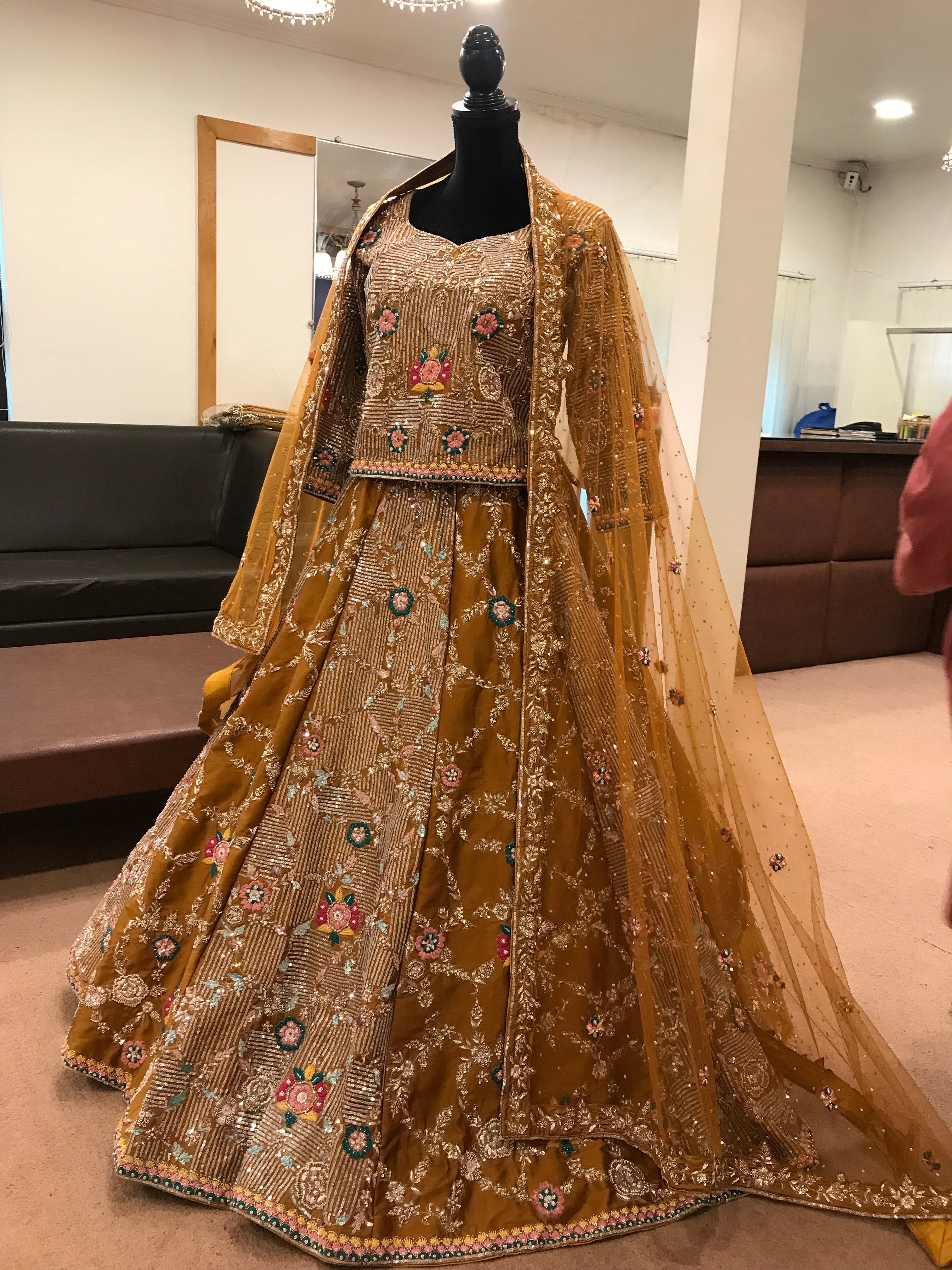 Hand embroidered Bridal Lehanga