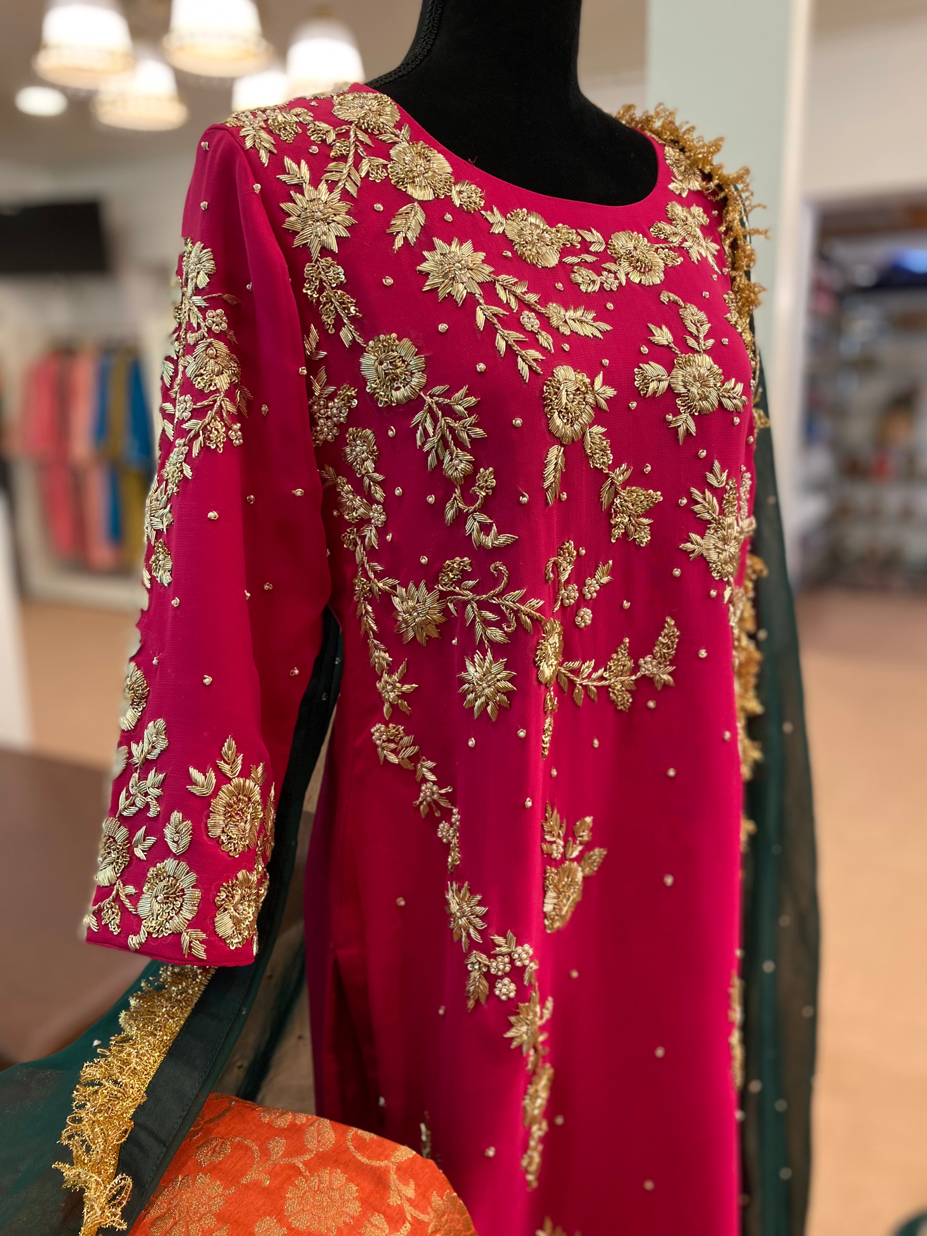 Hand embroidered sharara dress