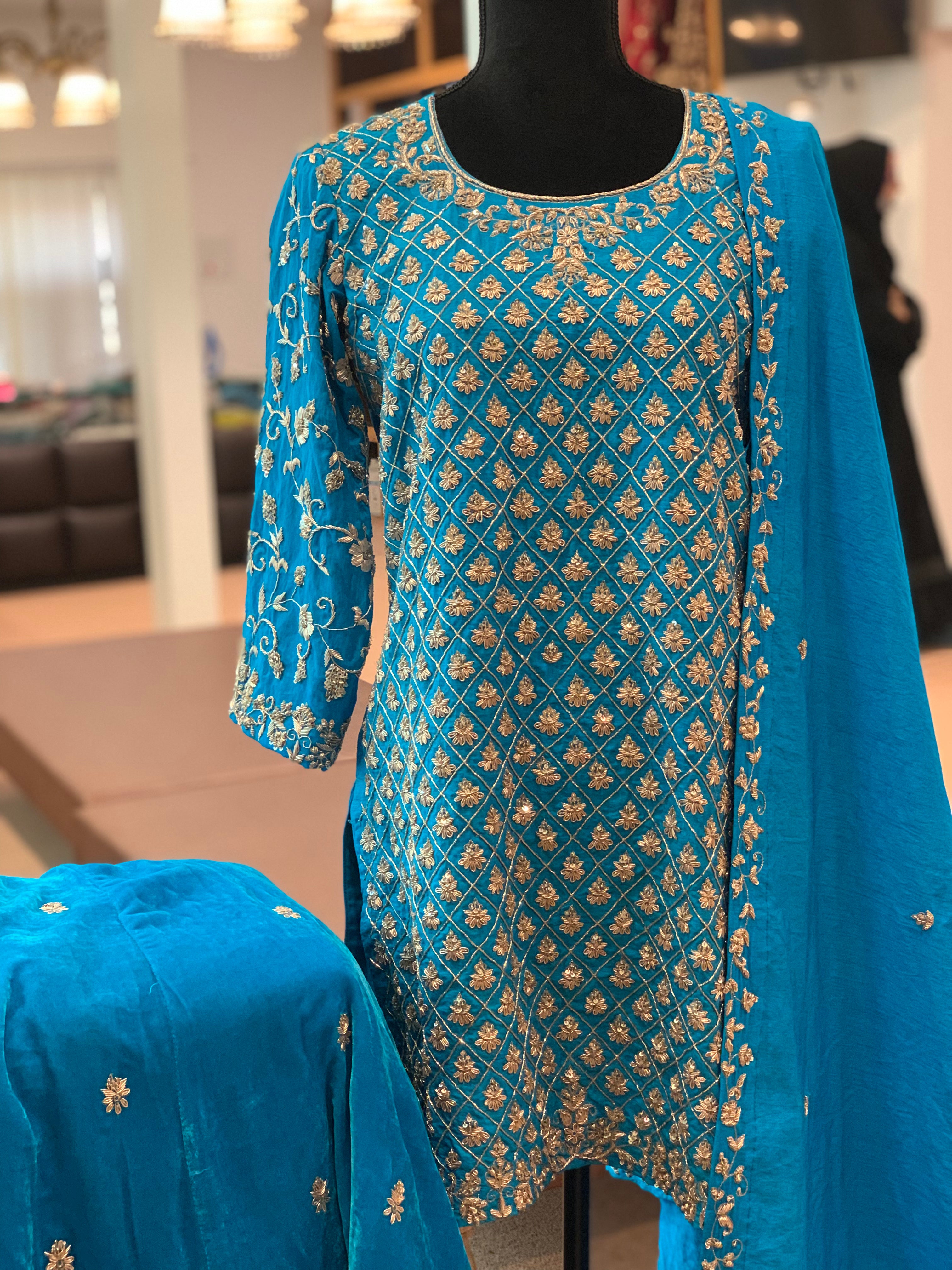 Handembroidered Sharara dress stitched