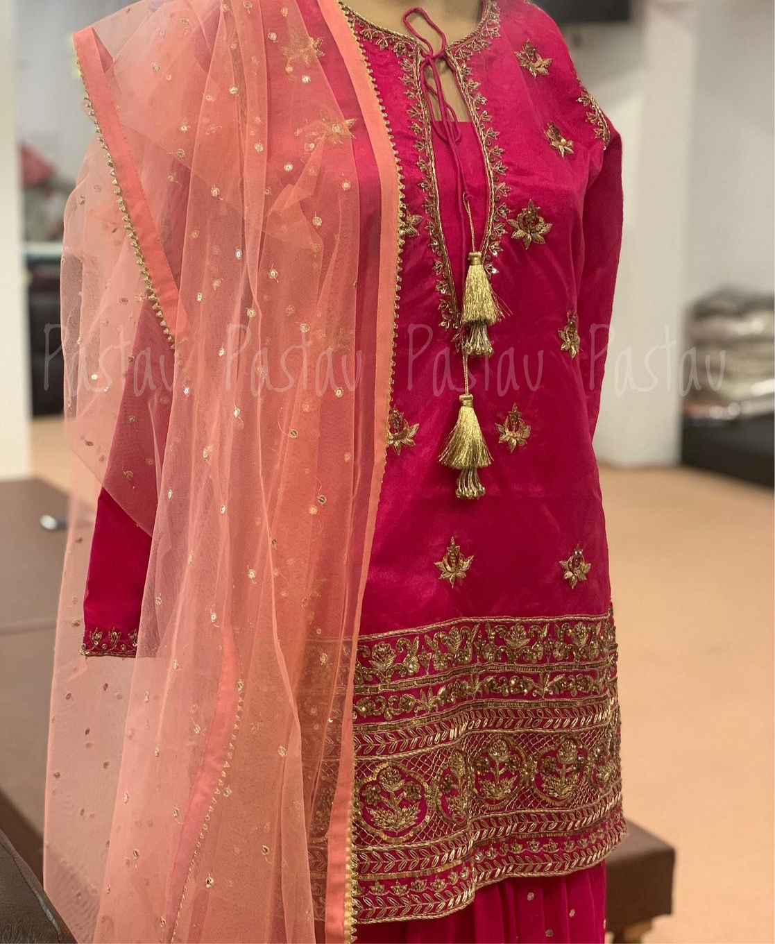 Handembroidered Sharara Dress - Pastau