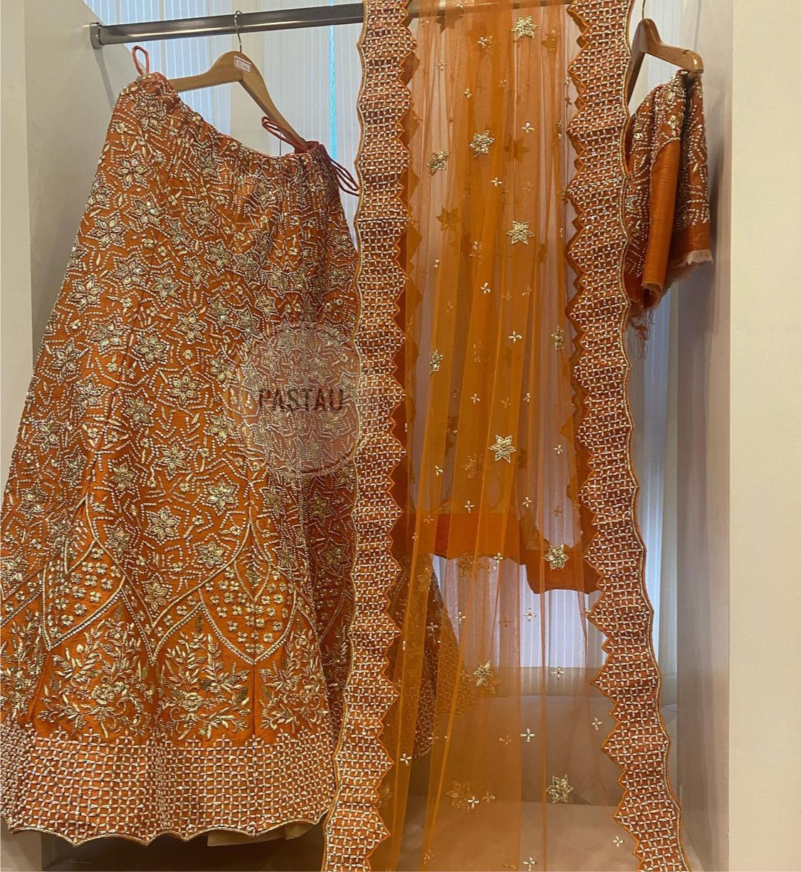 Hand embroidered Bridal Lehanga - Pastau