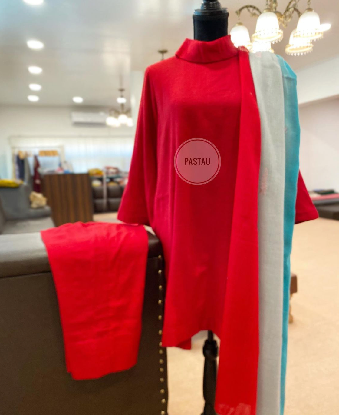 Pure pashmina wool blend 2pc dress stitched