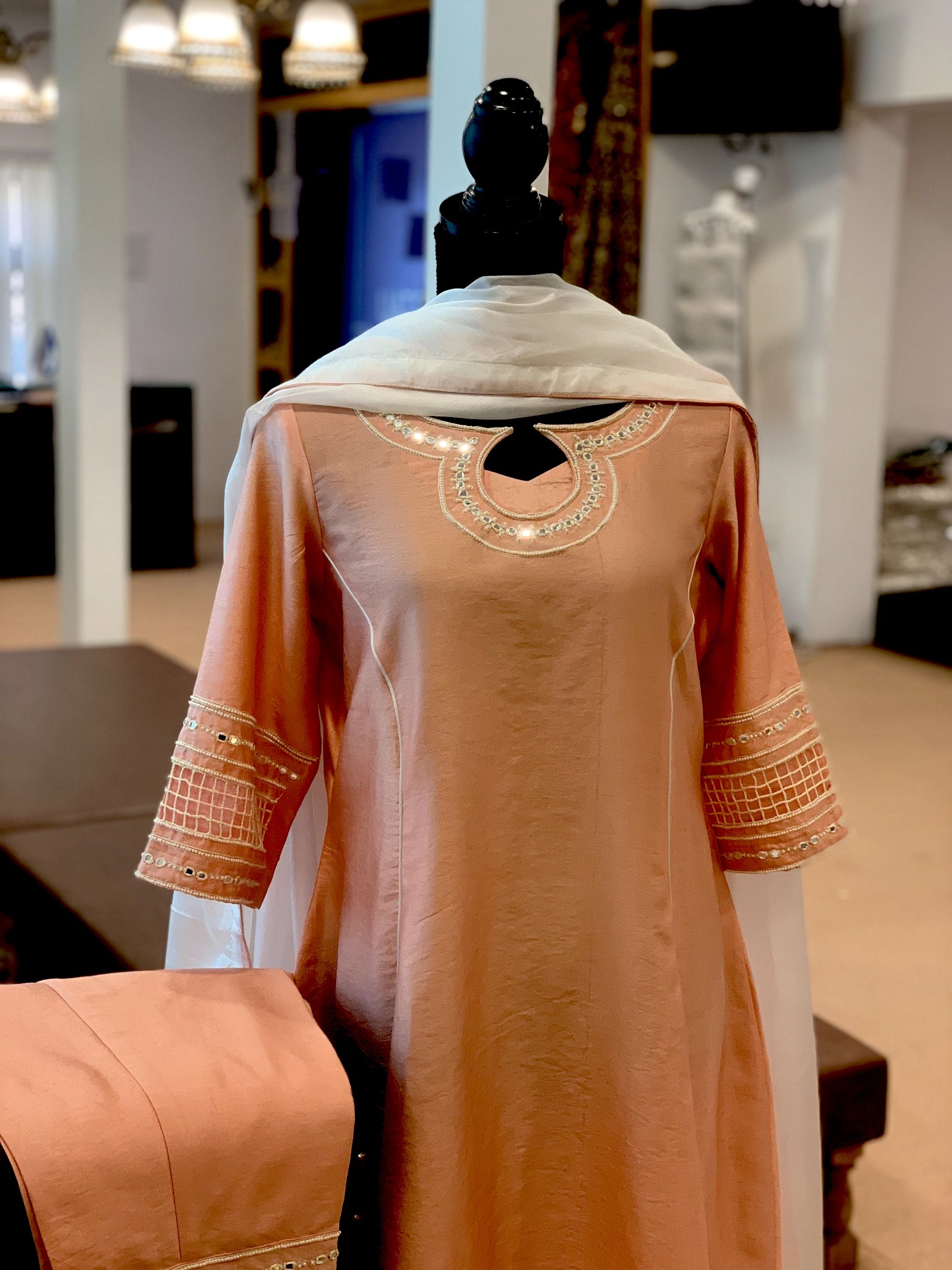 Pure Raw silk 3pc dress stitched