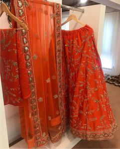 Hand embroidered Bridal Lehanga - Pastau
