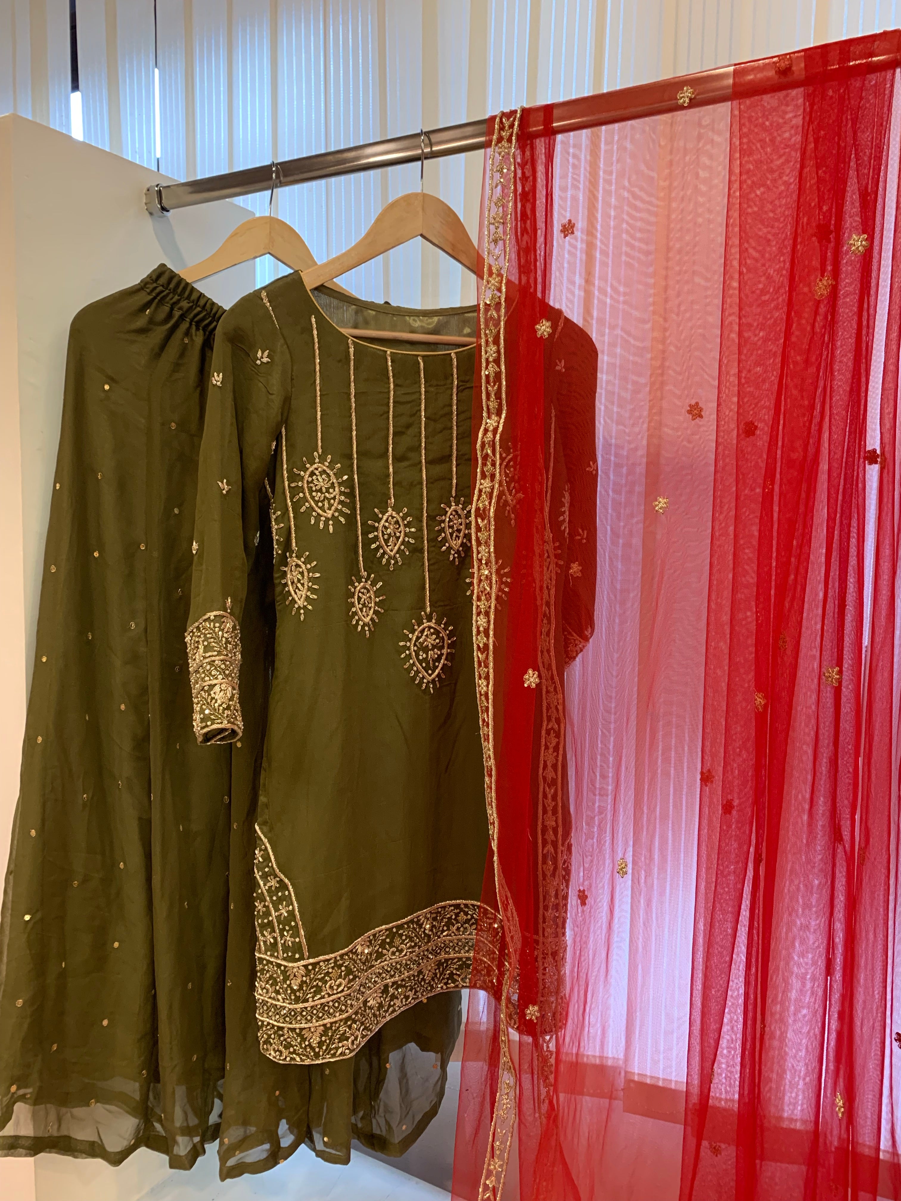 Handembroidered Sharara Dress stitched