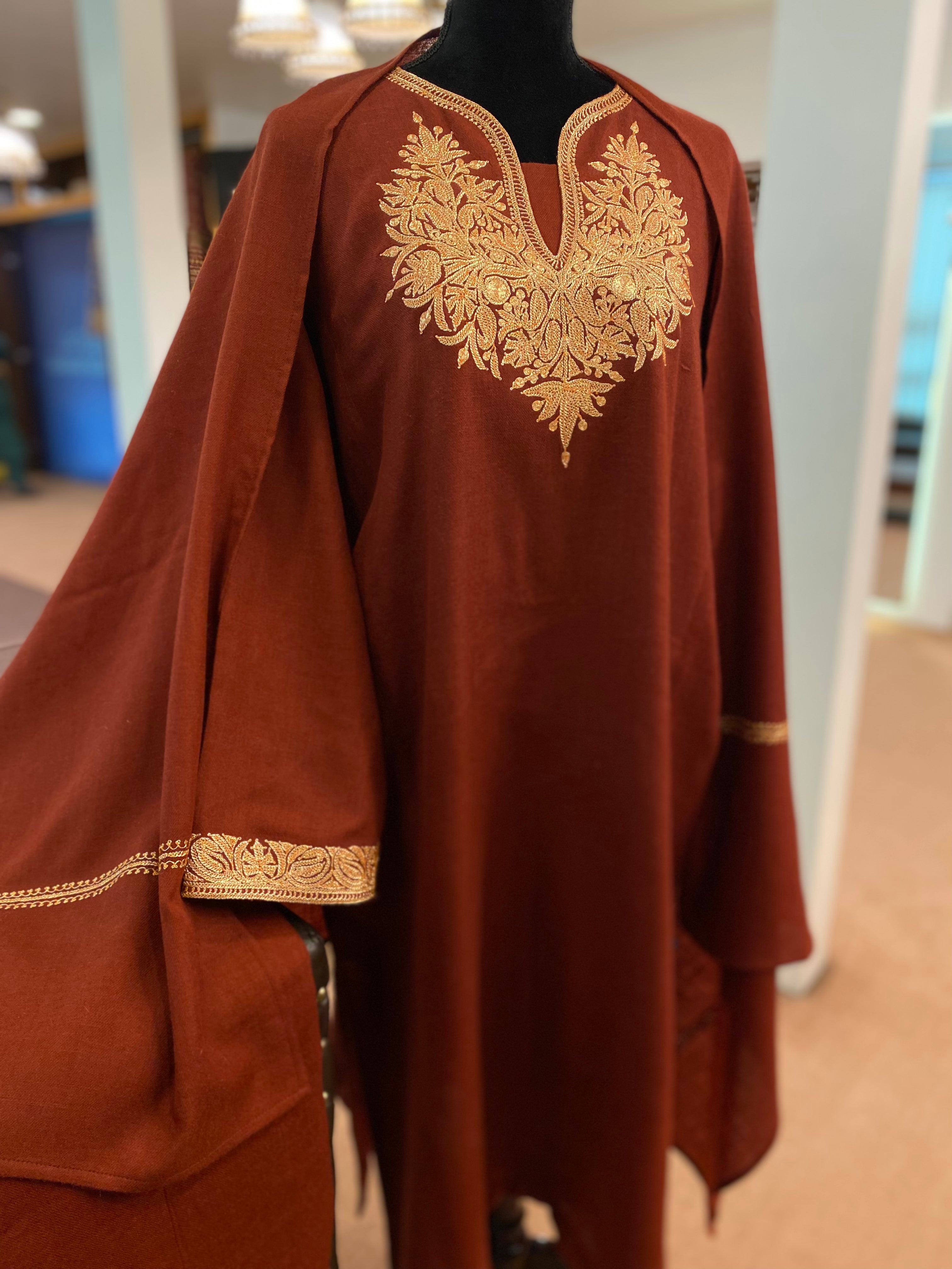 Pure pashmina blend pheran set 3pc