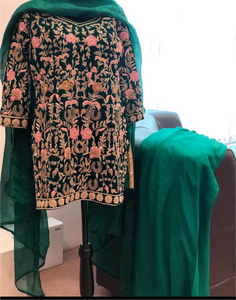 Handembroidered Sharara Dress - Pastau