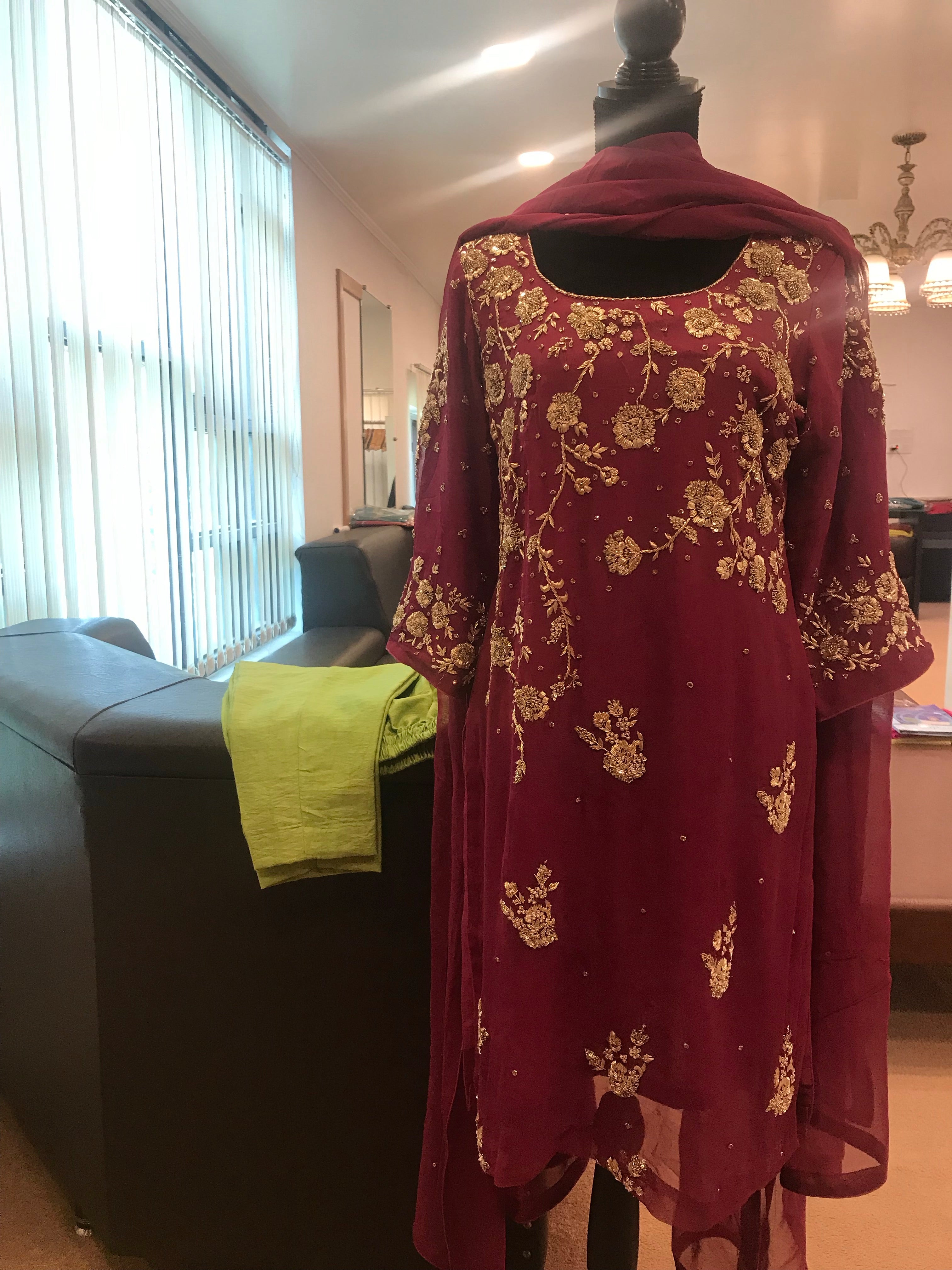 Handembroidered 3pc dress stitched