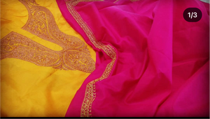 Hand Tilla 3pc suit in pure silk unstitched