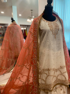 Handembroidered Bridal Gharara dress
