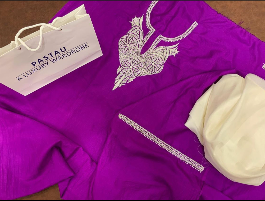 Hand Tilla pure silk 3pc unstitched suit