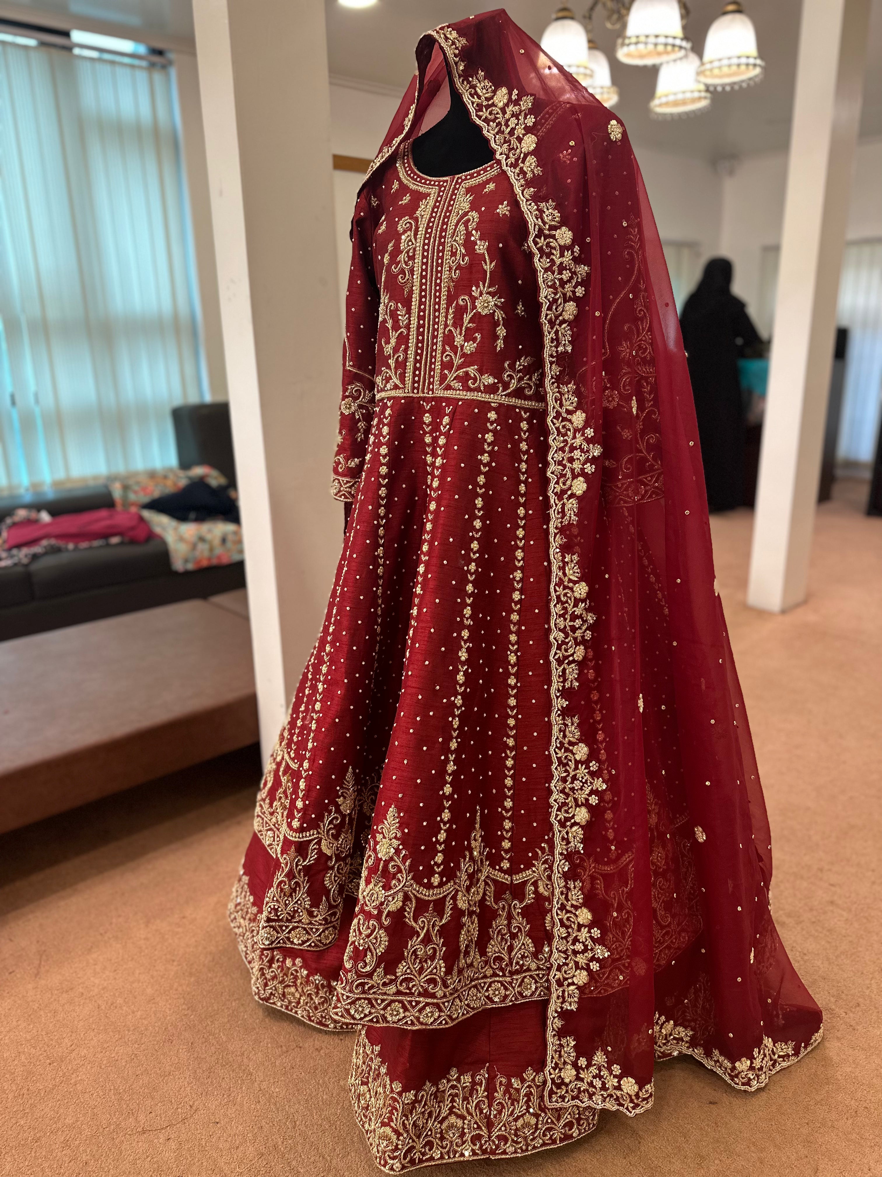 Hand embroidered bridal dress