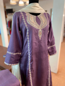 Pure silk kurta set 3pc stitched mtks364