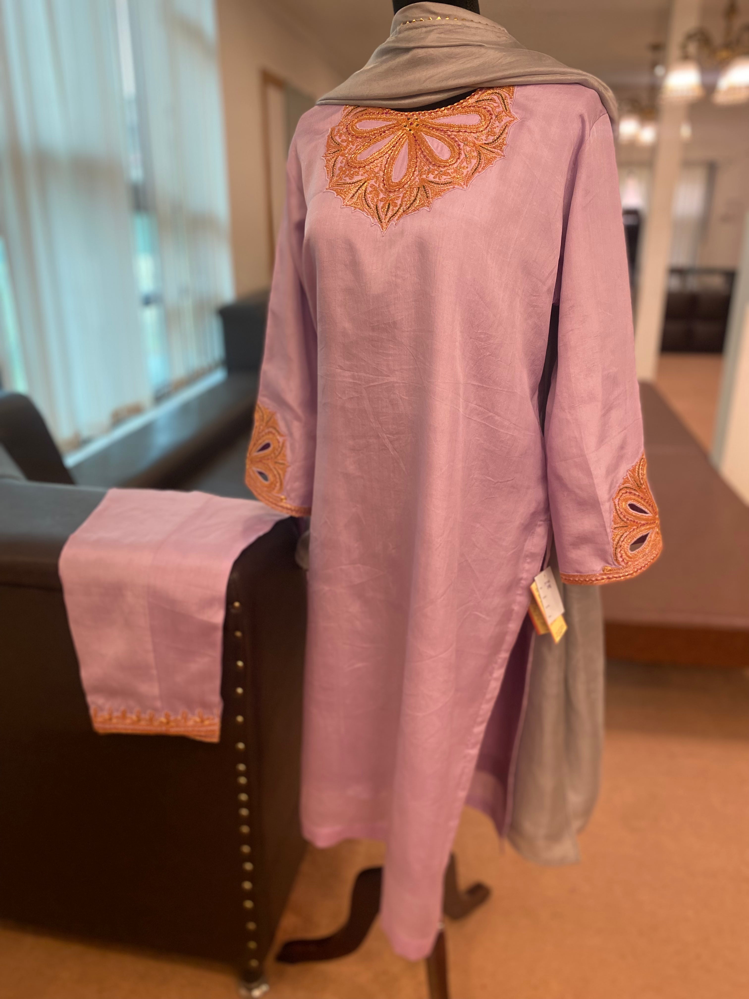 Pure silk kurta set 3pc stitched mtks343