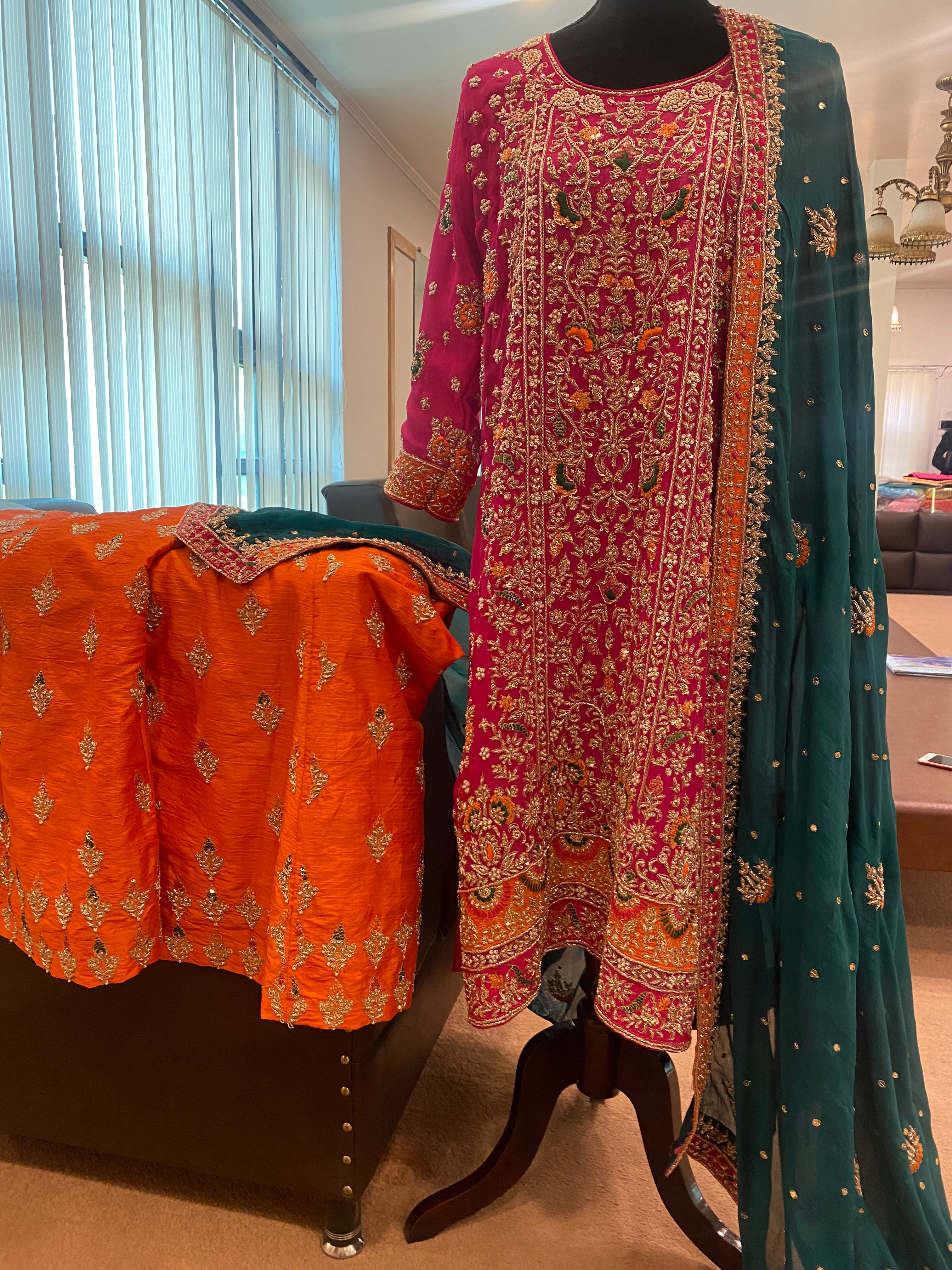 Handembroidered sharara dress