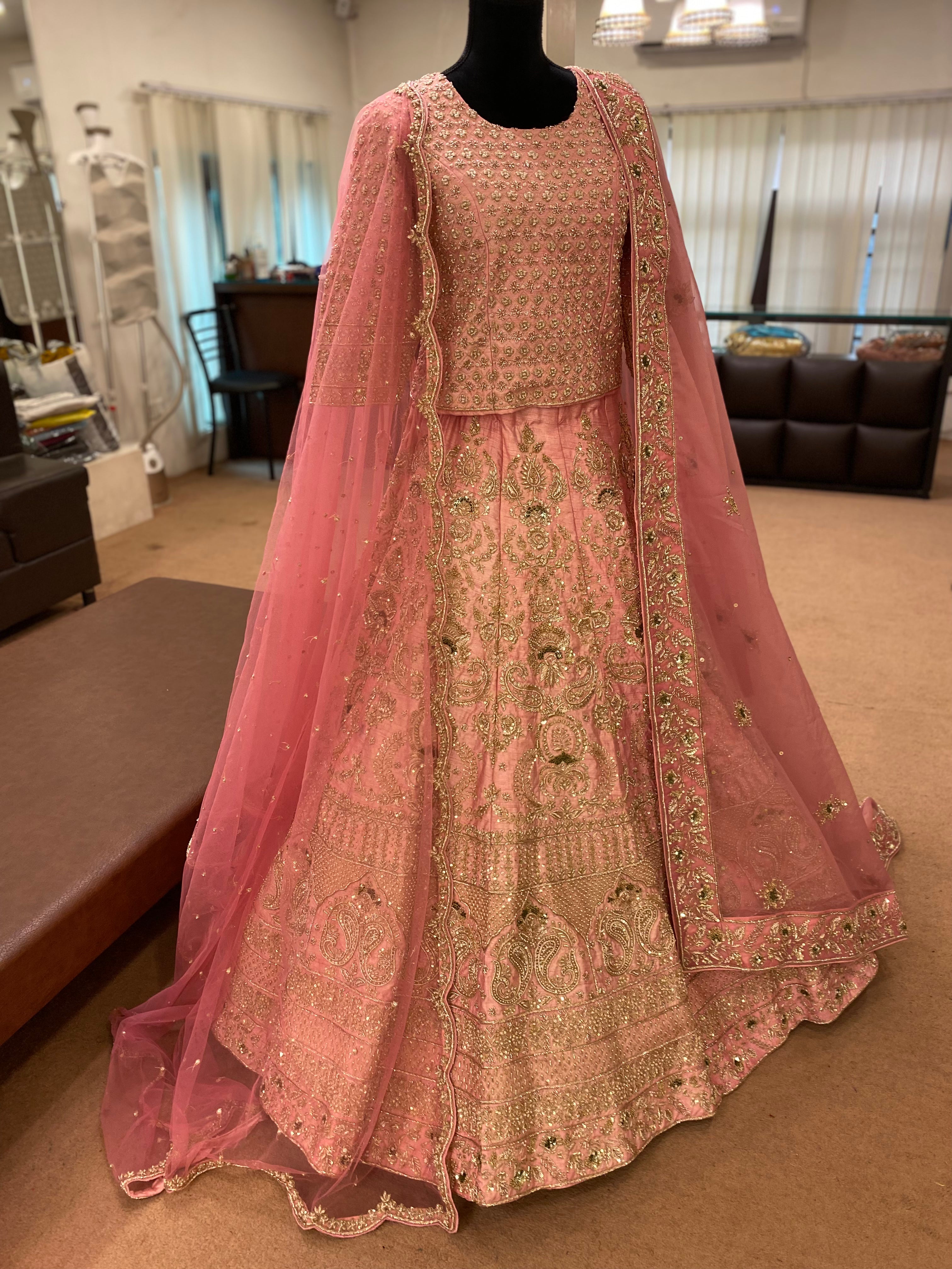 Hand embroidered Bride ensemble