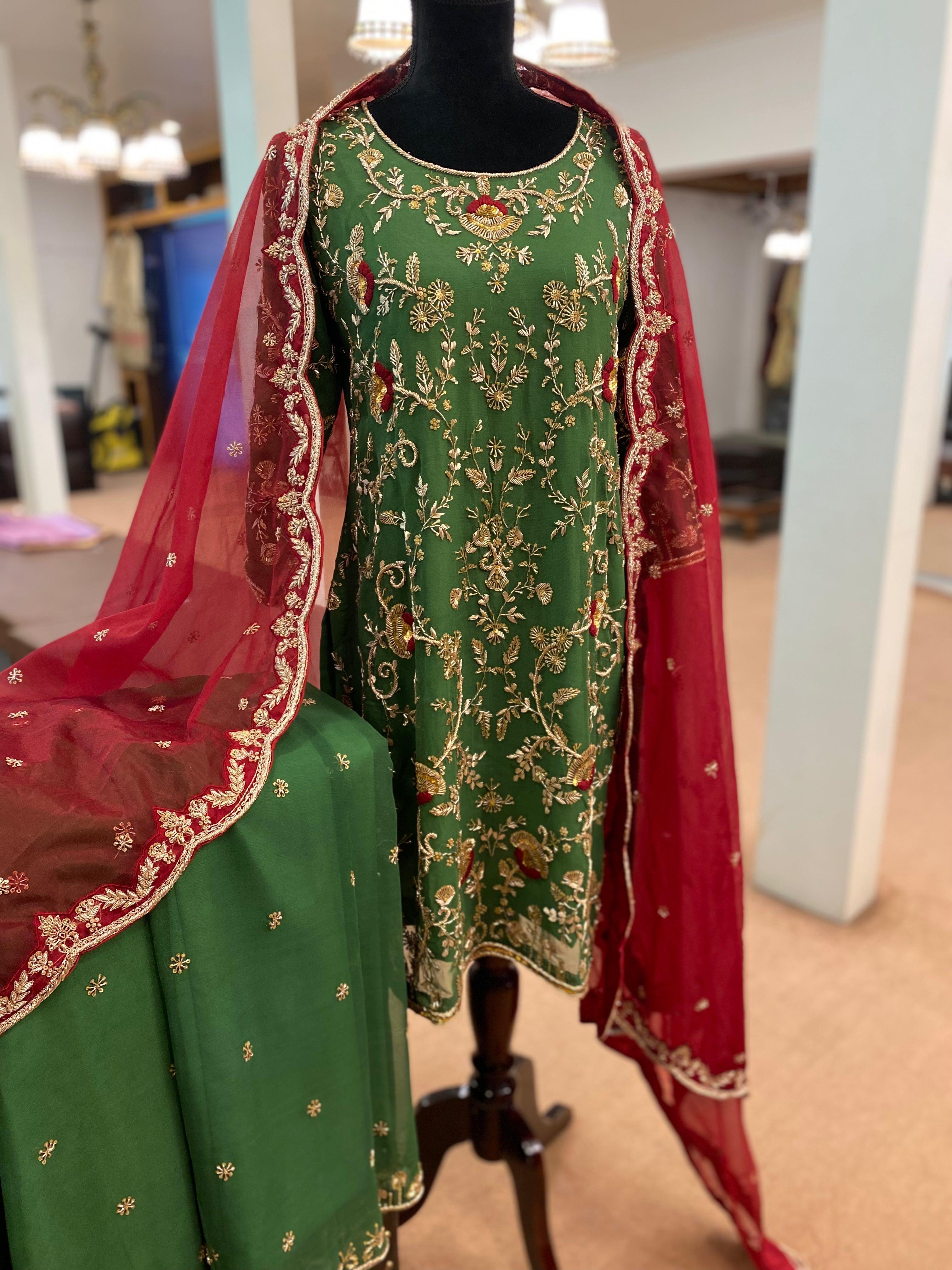 Hand embroidered Sharara Dress