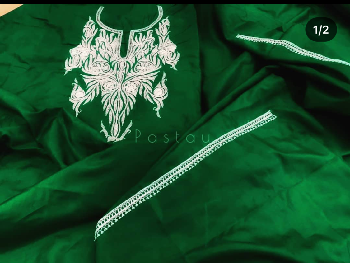 Hand Tilla Pure silk 2 pc suit unstitched