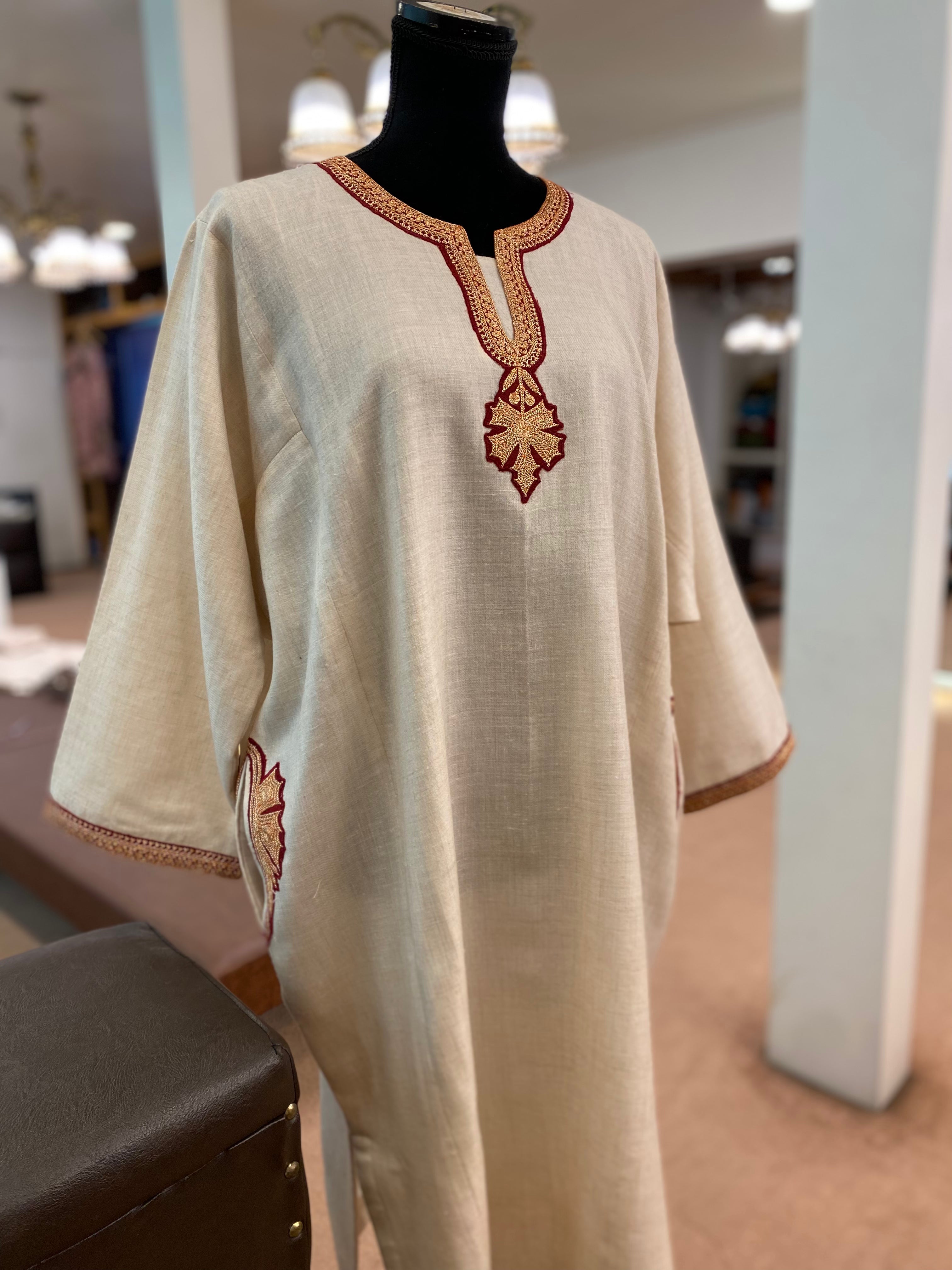 Pure pashmina blend pheran with hand tilla PWB159