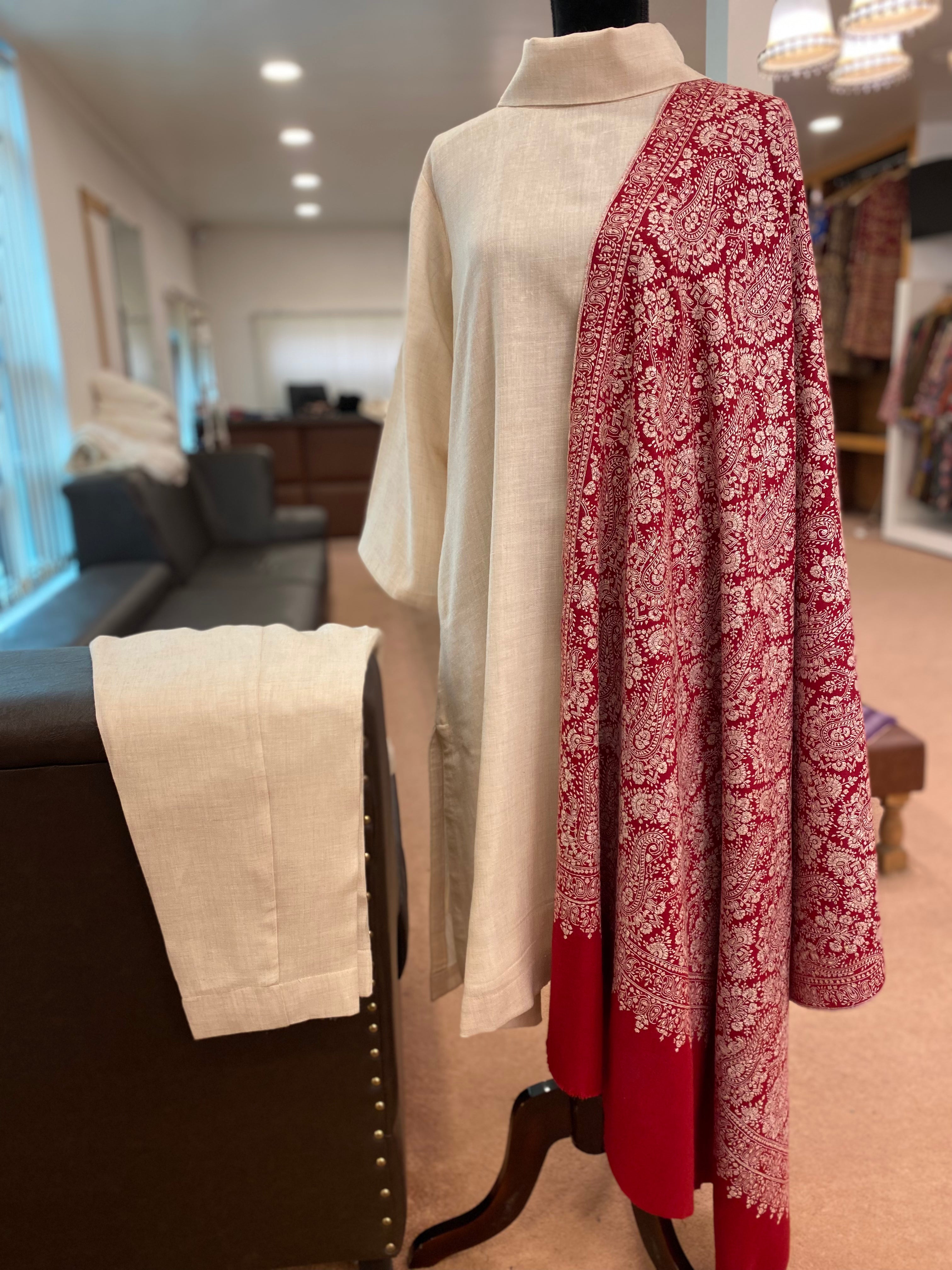 Pure pashmina blend kurta set 2pc (shawl seperate)