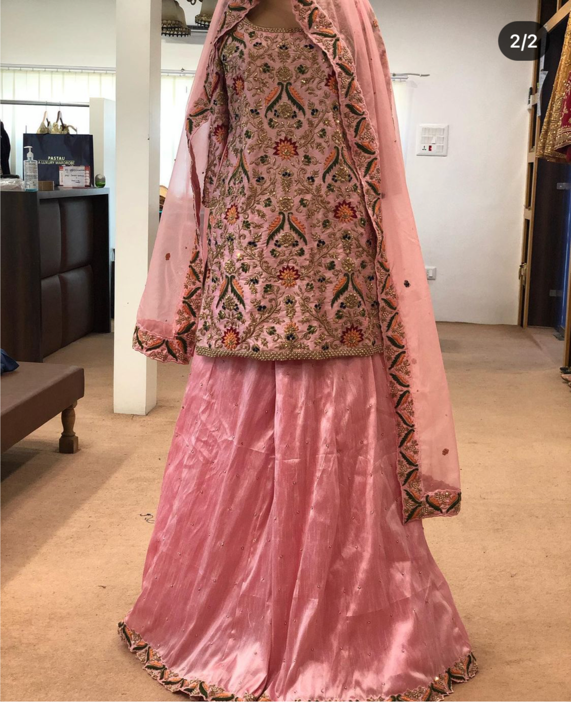 Handembroidered Sharara Dress - Pastau