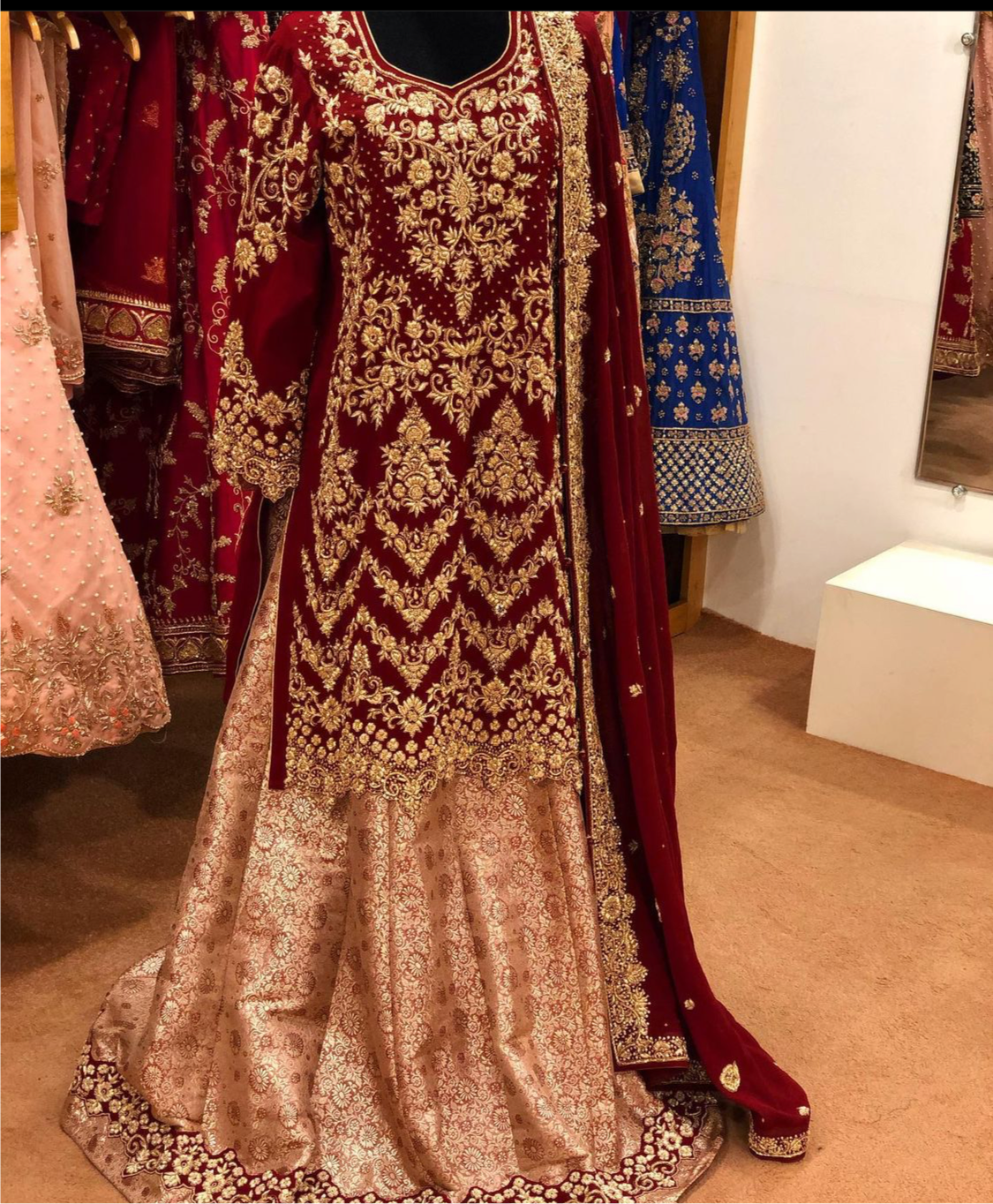 Hand embroidered Bridal Ensemble - Pastau