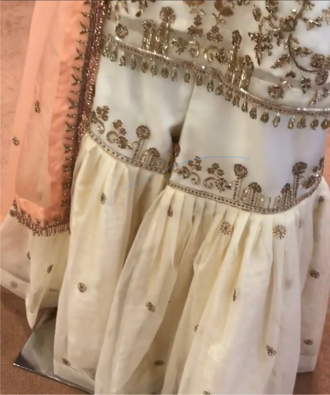Handembroidered Gharara Dress - Pastau