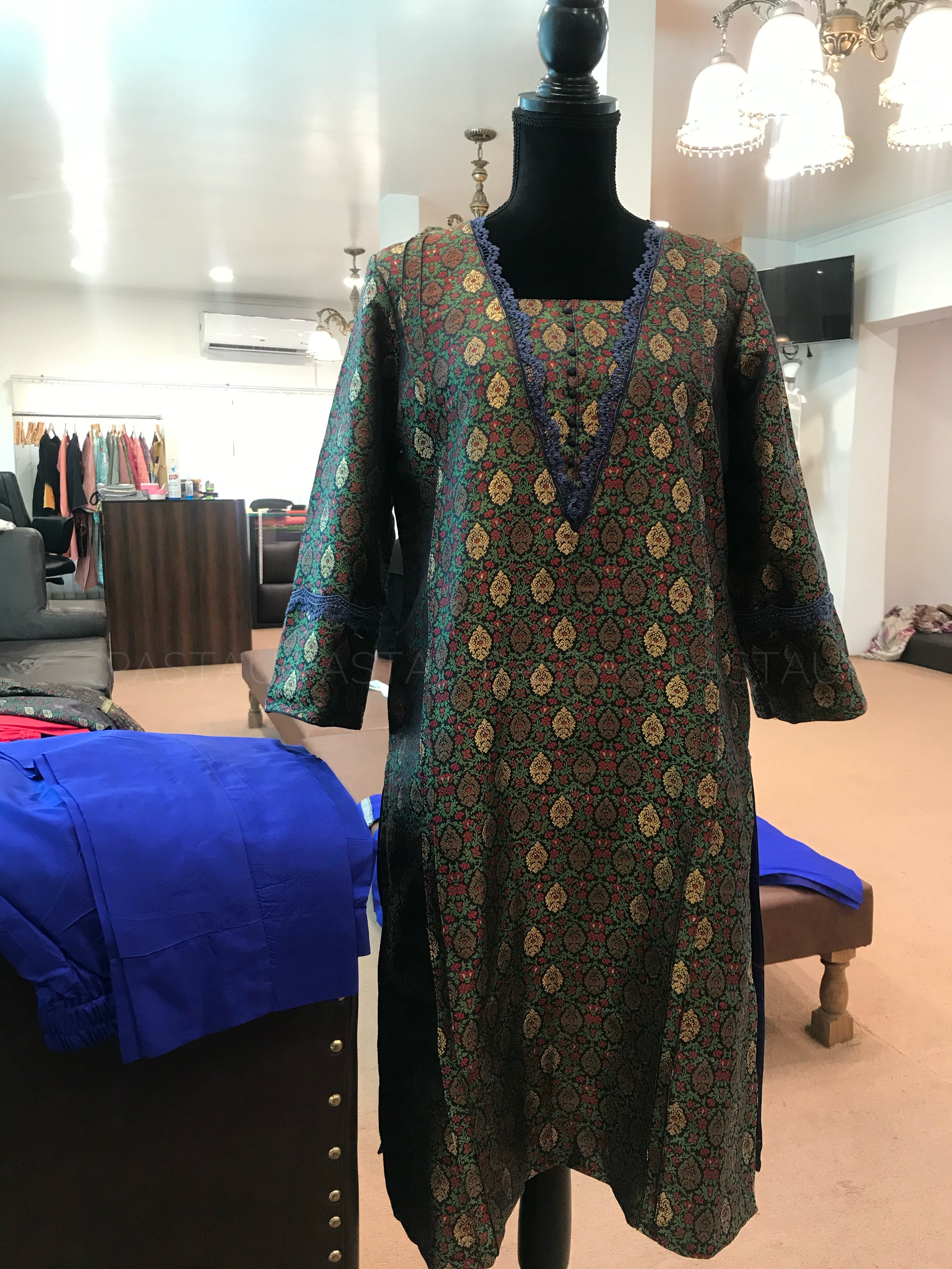 Kimkhab Shirt paired with pure silk pants