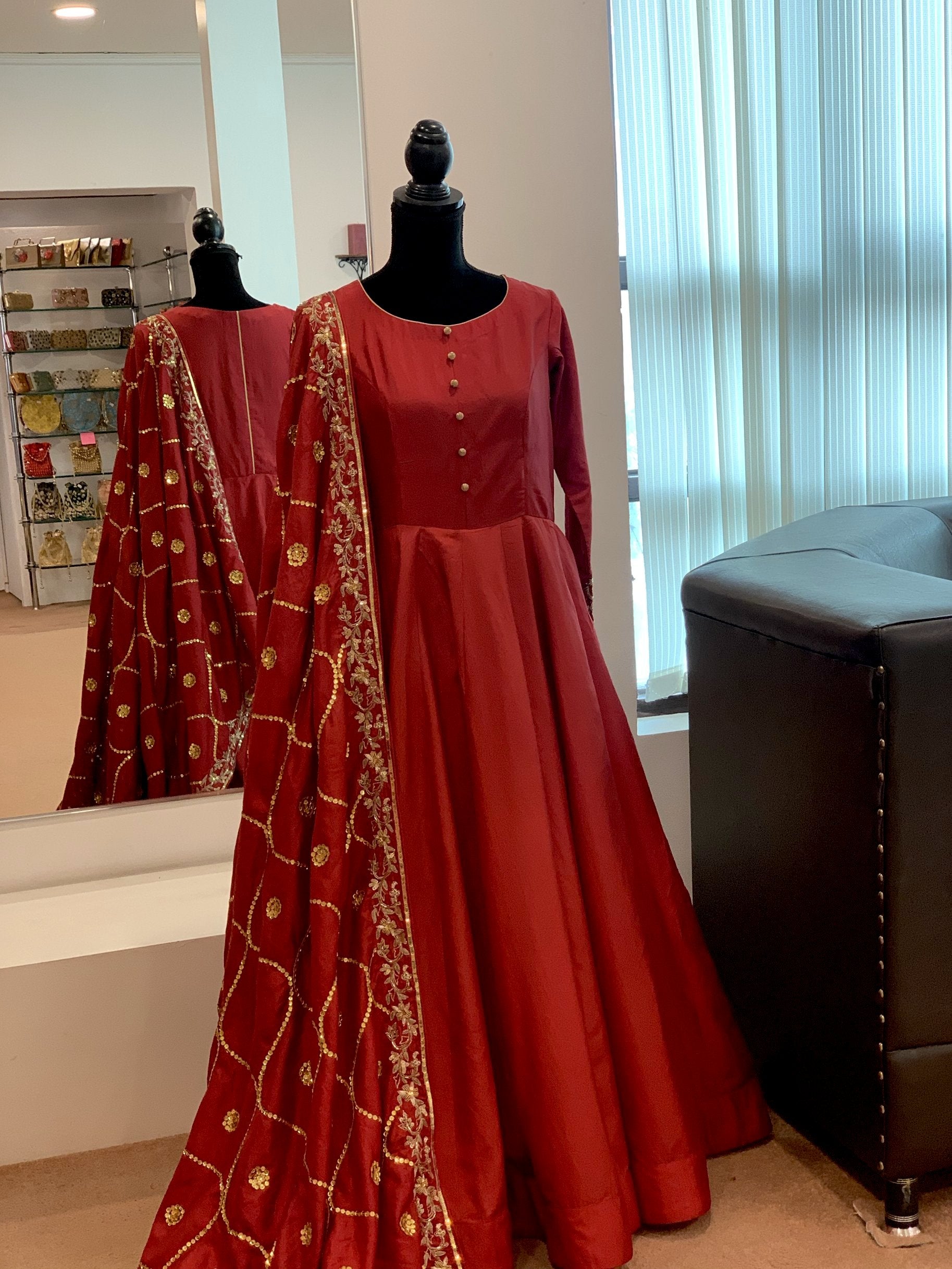 Hand Embroidered pure silk Dress Stitched