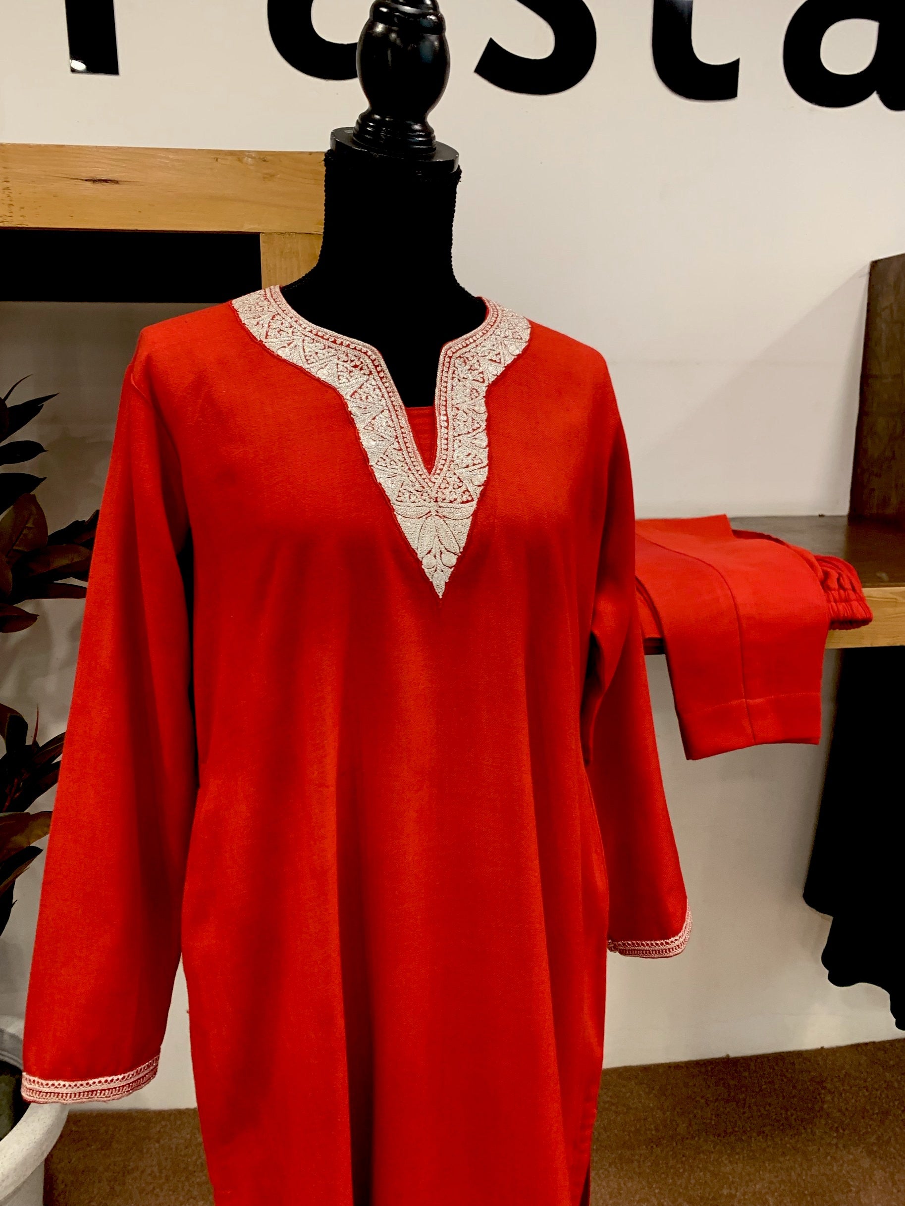 Pure pashmina and pure wool blend Kurta set 2pc with Hand Tilla PWB106